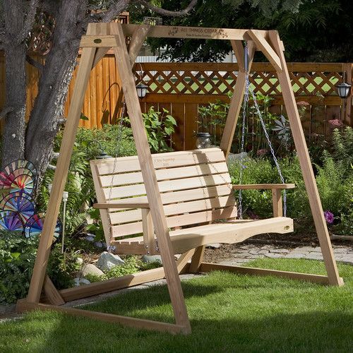 Arianna Hardwood Hanging Porch Swing with Stand | Porch swing with .