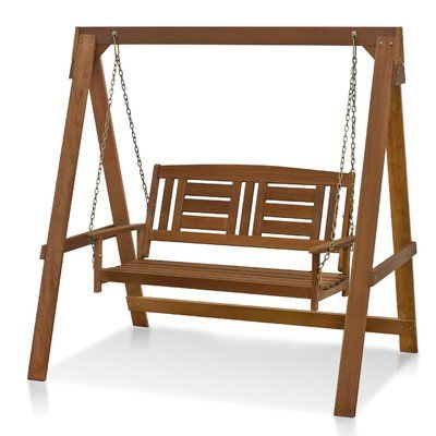 Langley Street™ Arianna Hardwood Hanging Porch Swing with Stand .