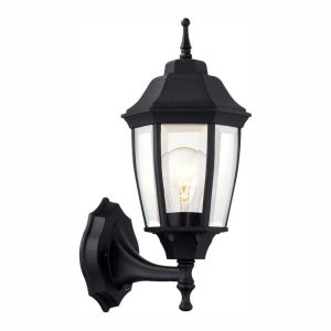 Hampton Bay 1-Light Black Dusk-to-Dawn Outdoor Wall Lantern Sconce .