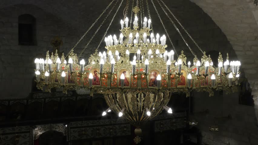 A Huge Chandelier in Church Stock Footage Video (100% Royalty .