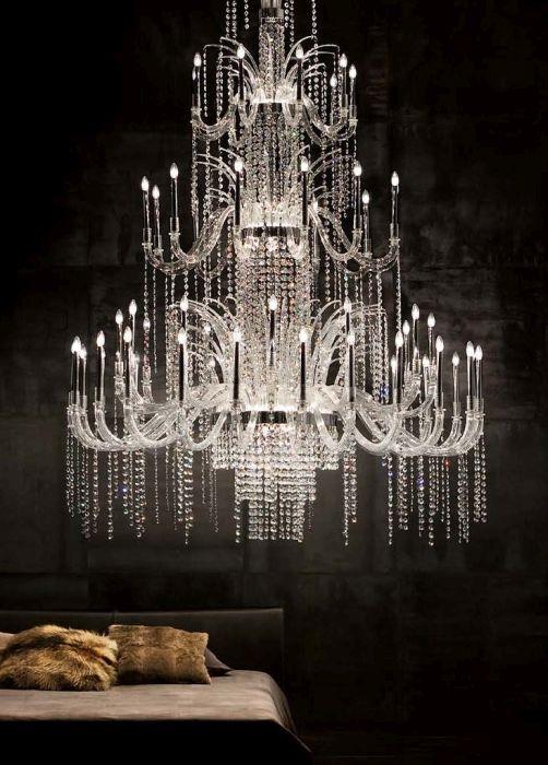 Very large Murano glass crystal chandelier | Oversized Venetian .