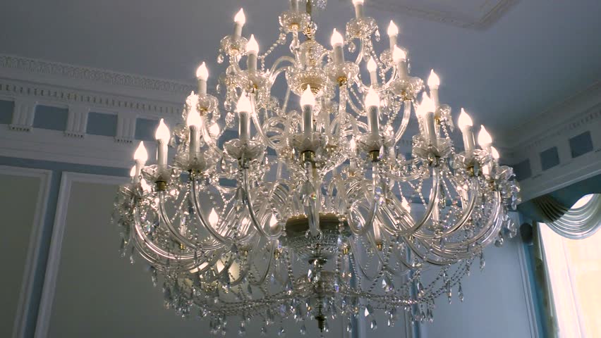 Luxury Large Crystal Chandelier Hanging Stock Footage Video (100 .