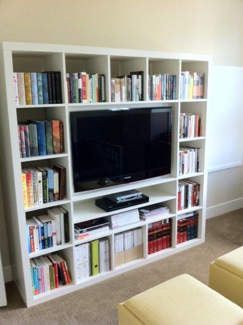 The IKEA EXPEDIT Shelf & 40″ Samsung TV Hack | Bookshelves with tv .