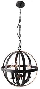 CCSUN Industrial Matte Black Spherical Pendant Light, Creative .