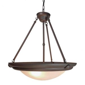 Bel Air Lighting 3-Light Rust Inverted Pendant with Frosted Glass .