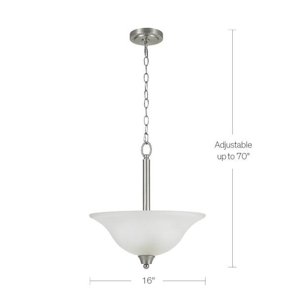 Alsy 2-Light Brushed Nickel Inverted Pendant with Etched Glass .