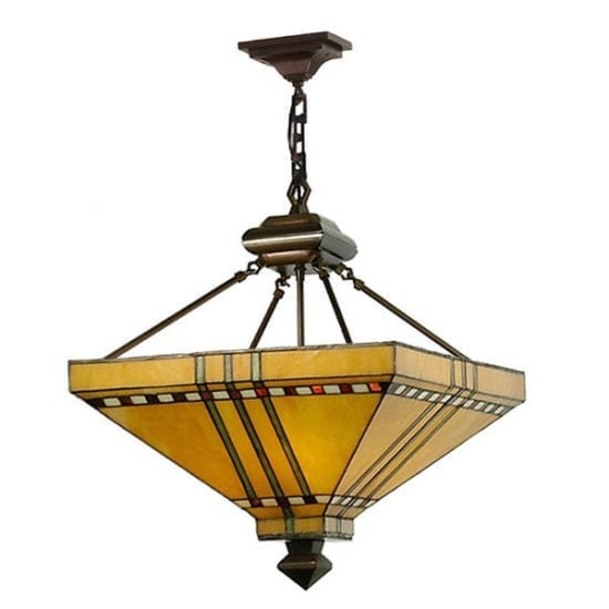 Prairie Corn Inverted Pendant Lamp 17" Square | Tiffany Stained Gla