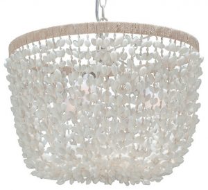 Inverted Pendant Lamp, Bubble Seashell, White - Beach Style .