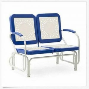 Heavy duty Outdoor Metal Double Rocking Chair patio Garden Bench .