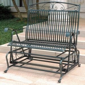 Three Posts Snowberry Iron Double Patio Glider Bench Finish .