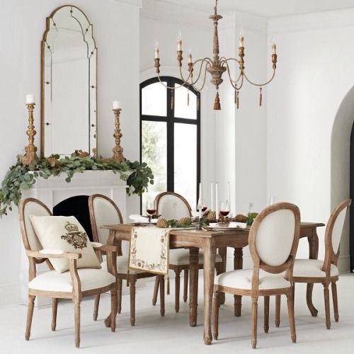 Rustic Italian chandelier in French style diningroom | Tuscan .