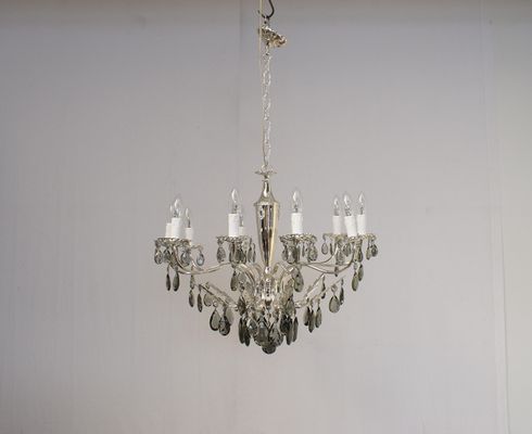 Empire Style Italian Chandelier with Smoked Glass Drops, 1960s for .