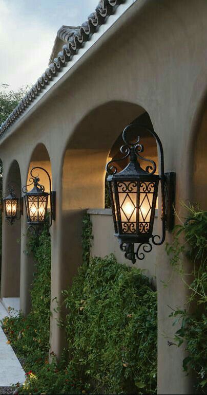 Old world outdoor lighting lanterns. Can go Mediterranean, rustic .