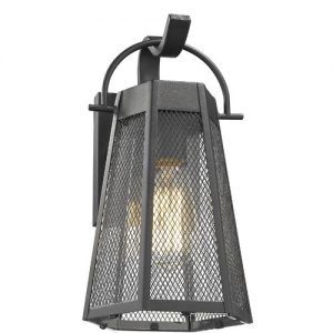 Williston Forge Joann Industrial Textured Outdoor Wall Lantern .