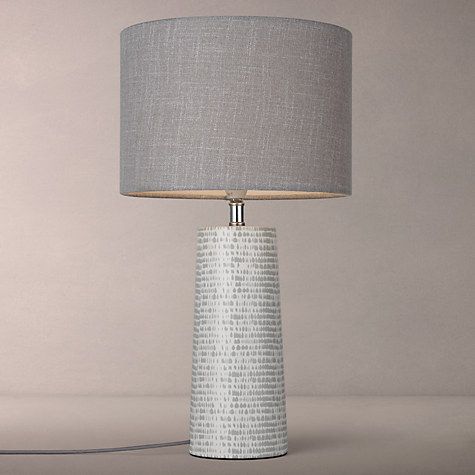 John Lewis Minna Small Ceramic Cylinder Table Lamp, Grey | Table .
