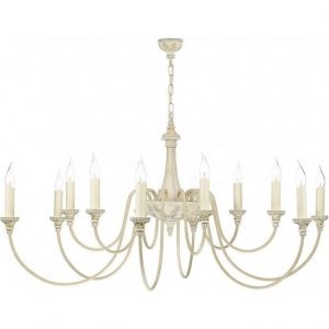 Large British Made Antique Cream Chandelier with 12 Candle Ligh