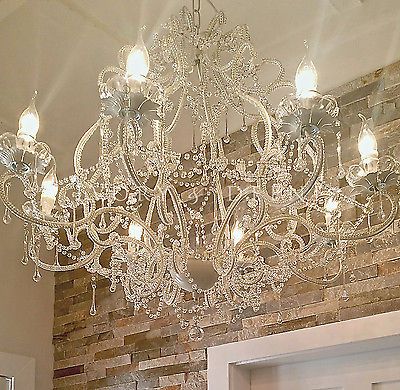 Details about Large Shabby Chic Chandelier 8 Light French White .