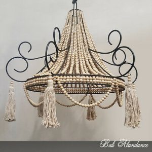 Large Iron Wooden bead Chandelier Pendant Lightshade Hanging Lamp .