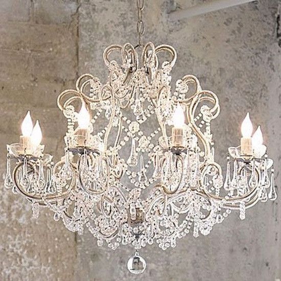 Details about Large Shabby Chic Chandelier 8 Light French White .