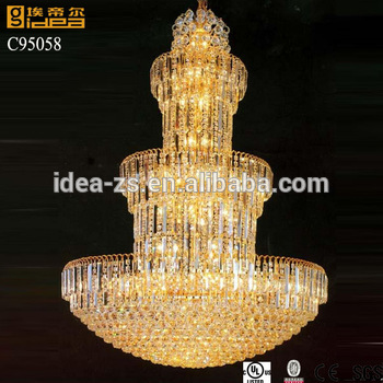 3 Tier Foyer Lighting Large Crystal Chandelier For Hotel Lobby .