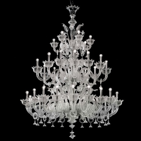 Casanova" large three tier Murano glass chandelier with rings .