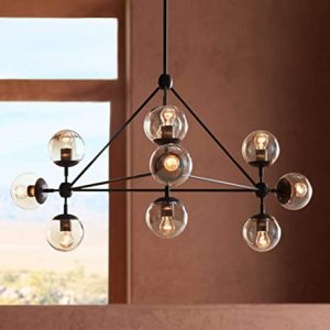 Gable Black Large Chandelier 40" Wide Industrial Modern Cognac .