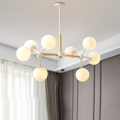 Linear Globe Chandelier Large White Frosted Glass Shade 8/12 Light .