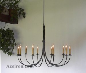 Ace Wrought Iron Custom Large Wrought Iron Chandelier, 10 Arm .