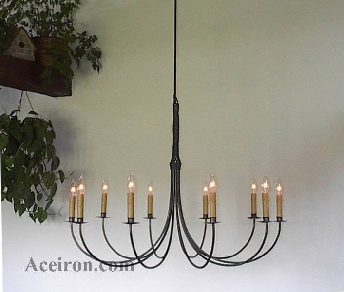 Ace Wrought Iron Custom Large Wrought Iron Chandelier, 10 Arm .