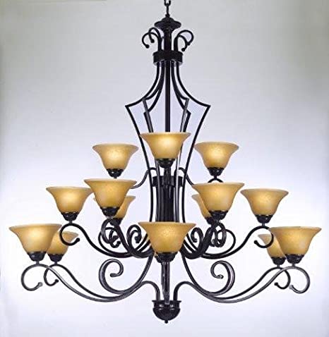 Large Foyer Or Entryway Wrought Iron Chandelier H51" X W49 .