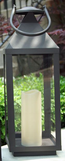 20 Inch Extra Large Outdoor Lantern - 5 Hr Timer LED Candle .