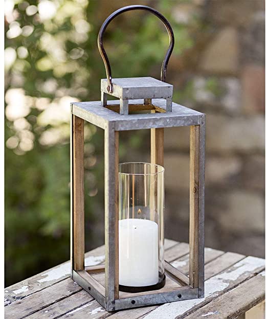Amazon.com: Rustic Asheville Metal and Wooden Candle Lantern with .