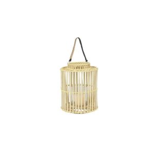 Litton Lane Large Cylindrical Natural Rattan Rustic Lantern .