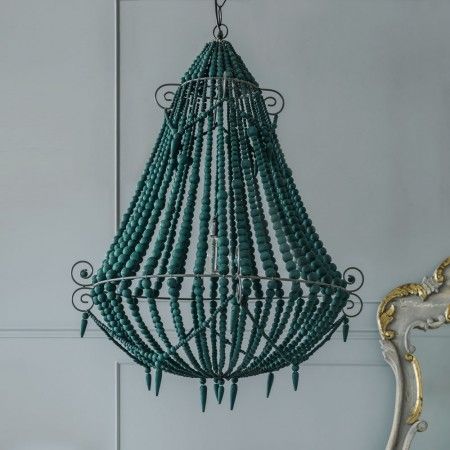 Turquoise Beaded Chandelier - Large - Chandeliers & Ceiling Lights .