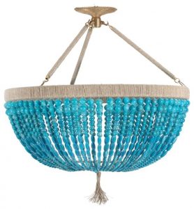 Ro Sham Beaux Malibu Turquoise 3 Arm Chandelier - Beach Style .