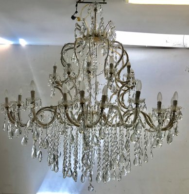 Mid-Century Italian Lead Crystal Chandelier, 1950s for sale at Pamo