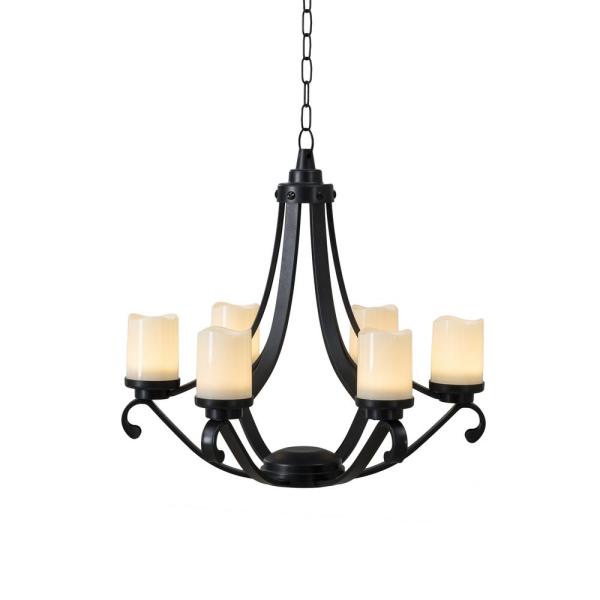 Sunjoy Oasis Collection Black Plastic Outdoor Chandelier with 6 .