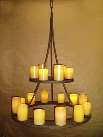 C47F - Mallorca Double Tier Electrified Hollowed Candle Chandelier .