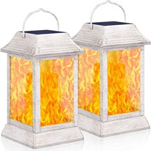 TomCare Solar Lights Metal Flickering Flame Solar Lantern Outdoor .