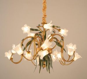 Art glass lily flower chandeliers lamp handmade coloured glass .