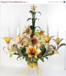 ON SALE Vintage ITALIAN Tole Lily Chandelier by ShootingCreek .