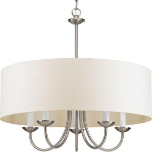 Progress Lighting 21.625 in. 5-Light Brushed Nickel Chandelier .