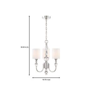 Designers Fountain Evi 3-Light Chrome Chandelier with White Linen .