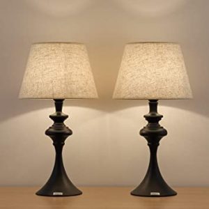 HAITRAL Set of 2 End Table Lamps - Traditional Elegant Nightstand .