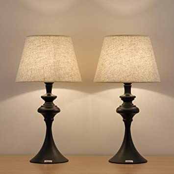 HAITRAL Set of 2 End Table Lamps - Traditional Elegant Nightstand .
