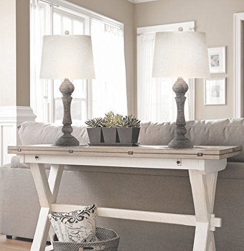 Grandview Gallery 32" Reclaimed Grey Table Lamps w/Linen Lamp .