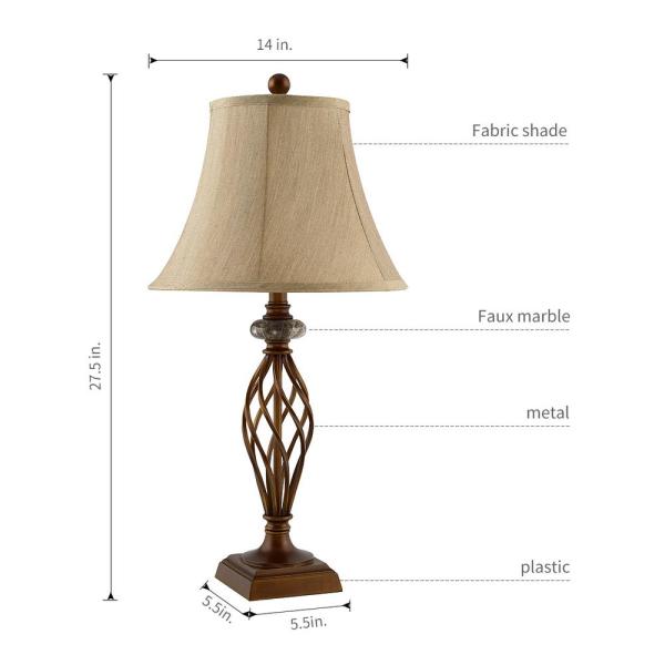 CASAINC 14 in. Gold Traditional Table Lamps Set of 2 Dark Bronze .