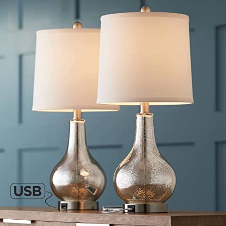 Ledger Modern Accent Table Lamps Set of 2 with USB Charging Port .