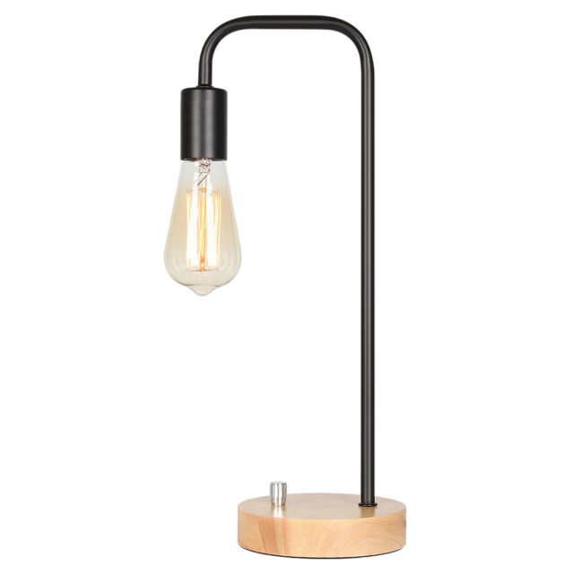 Industrial Desk Lamp Wooden Table Reading Lamp for Office Bedroom .