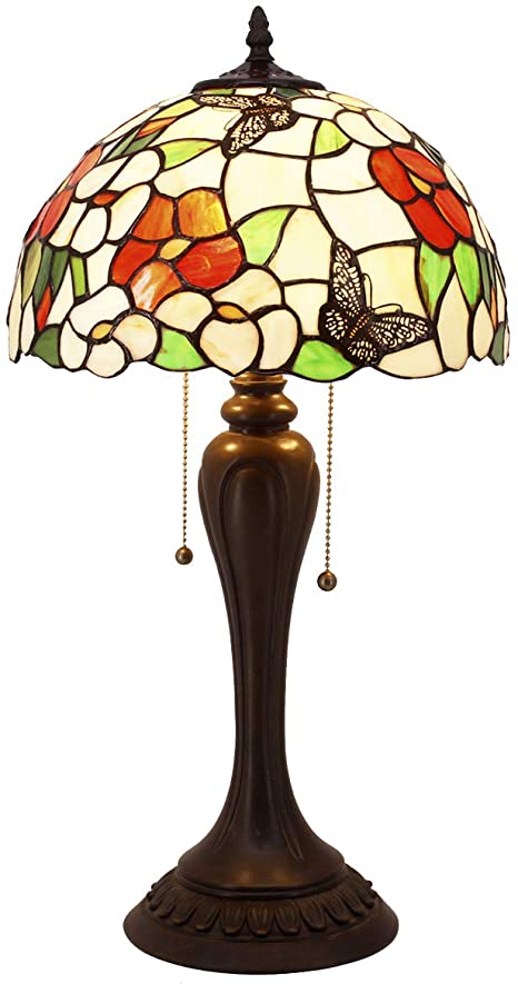 Tiffany Lamp Pink Stained Glass Butterfly Lampshade Style Table .